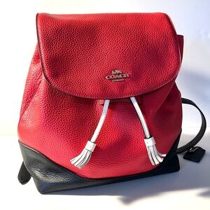Coach Red and Black Leather Backpack
